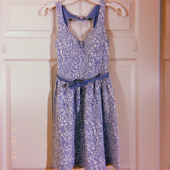 Blue Floral Texture Dress - Picture 1 of 5